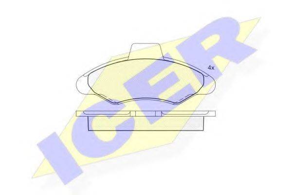 Комплект гальмівних колодок, дискове гальмо ICER 180790