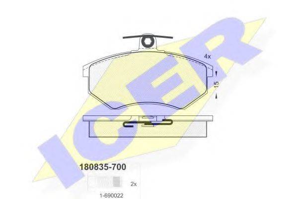 Колодки (дисковый тормоз) ICER 180835-700
