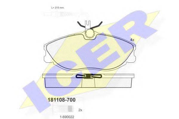 Колодки (дисковый тормоз) ICER 181108-700