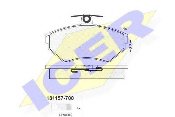 Колодки (дисковый тормоз) ICER 181157-700