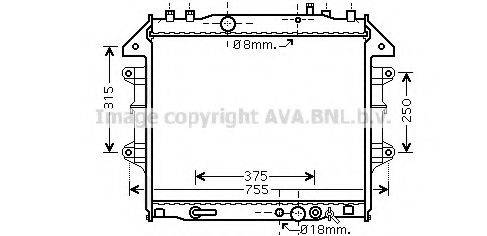 Радіатор, охолодження двигуна AVA QUALITY COOLING TO2496