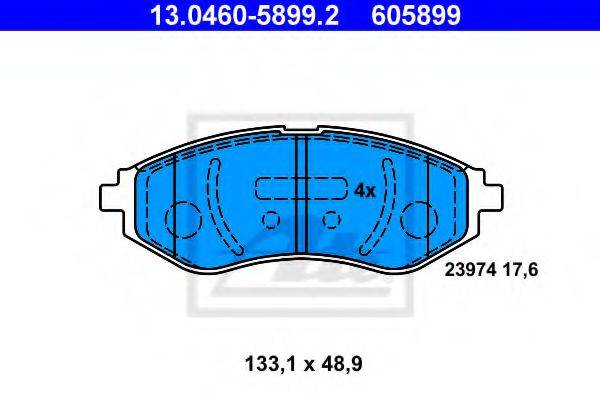 Комплект гальмівних колодок, дискове гальмо ATE 13.0460-5899.2