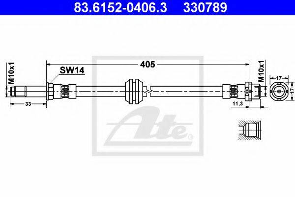Шланг тормозной системы ATE 83.6152-0406.3