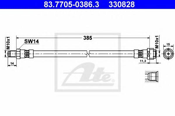 Шланг тормозной системы ATE 83.7705-0386.3