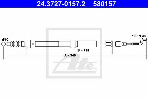 Трос, стояночная тормозная система ATE 24.3727-0157.2