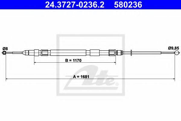 Трос, стояночная тормозная система ATE 24.3727-0236.2