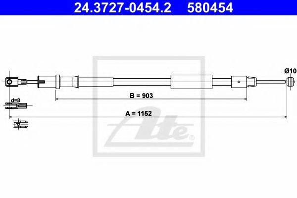 Трос, стояночная тормозная система ATE 24.3727-0454.2