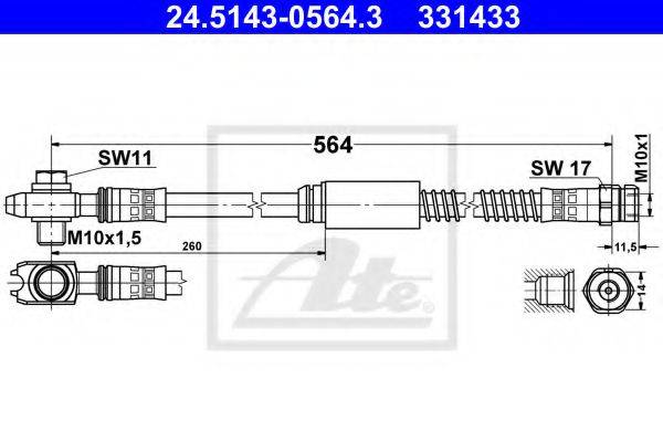 Шланг тормозной системы ATE 24.5143-0564.3