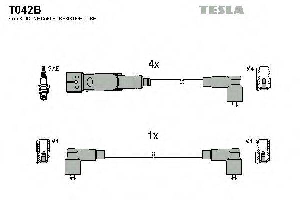 Провода зажигания (комплект) TESLA T042B