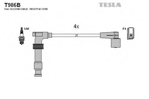 Провода зажигания (комплект) TESLA T986B