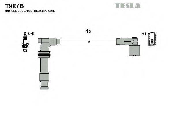 Провода зажигания (комплект) TESLA T987B