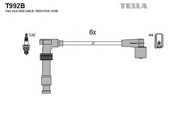 Комплект дротів запалення TESLA T992B