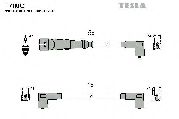 Провода зажигания (комплект) TESLA T700C