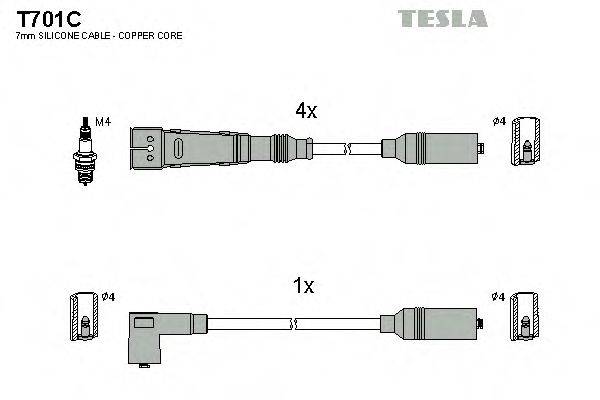 Комплект дротів запалення TESLA T701C
