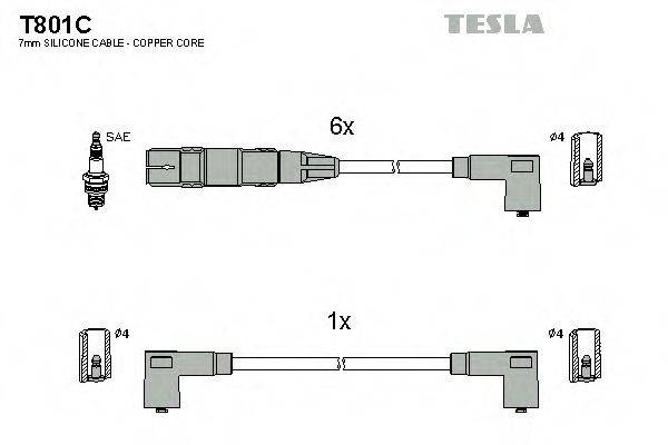 Провода зажигания (комплект) TESLA T801C