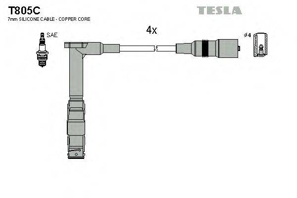 Провода зажигания (комплект) TESLA T805C