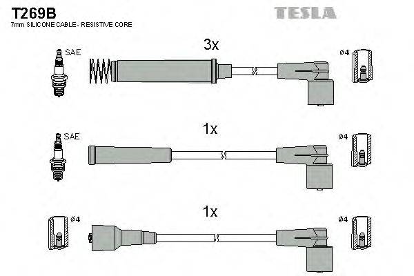 Комплект дротів запалення TESLA T269B