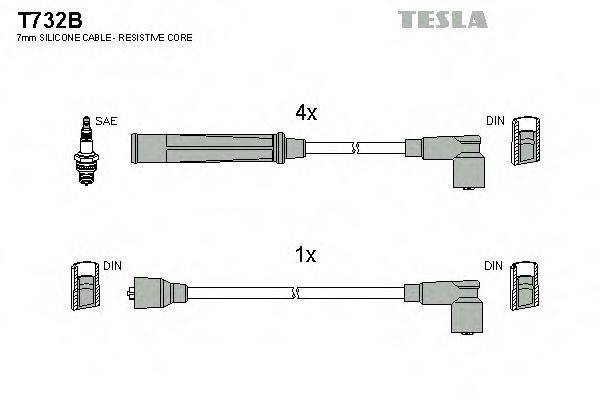 Провода зажигания (комплект) TESLA T732B