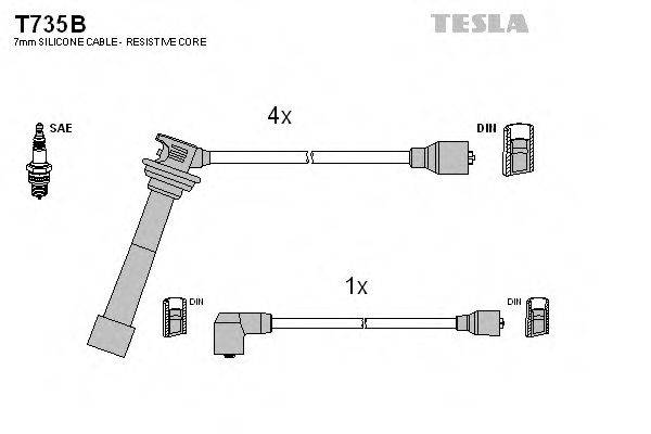 Провода зажигания (комплект) TESLA T735B