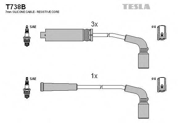 Провода зажигания (комплект) TESLA T738B