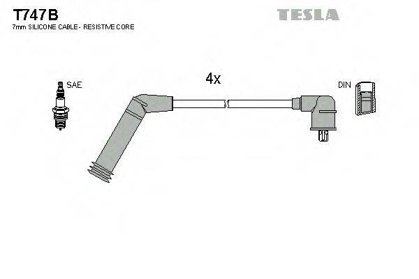 Провода зажигания (комплект) TESLA T747B