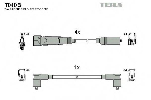 Комплект дротів запалення TESLA T040B