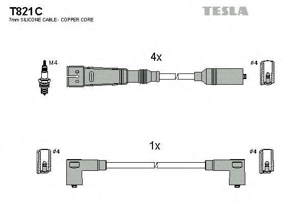 Провода зажигания (комплект) TESLA T821C