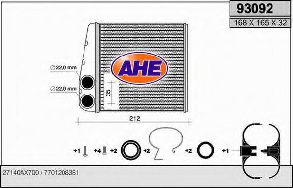 AHE 93092 Радиатор печки