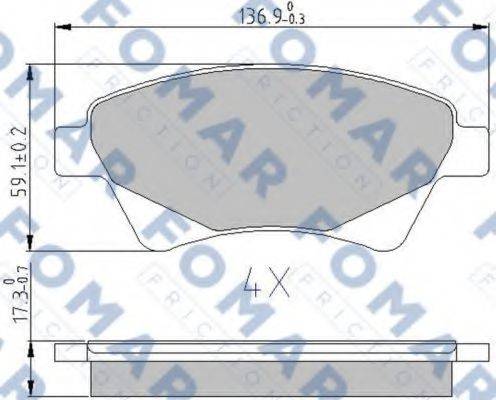Комплект гальмівних колодок, дискове гальмо FOMAR FRICTION FO 908281