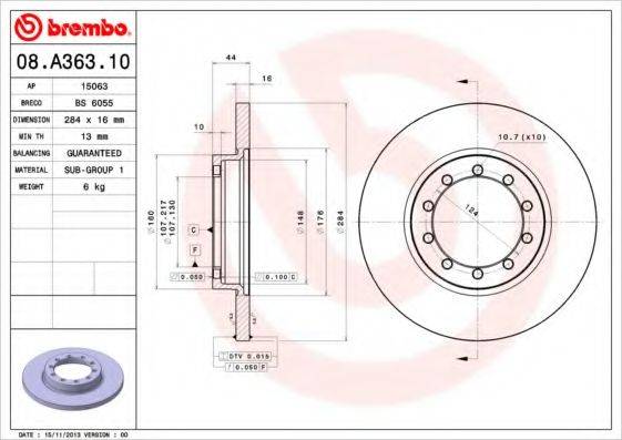 Тормозной диск BREMBO 08.A363.10