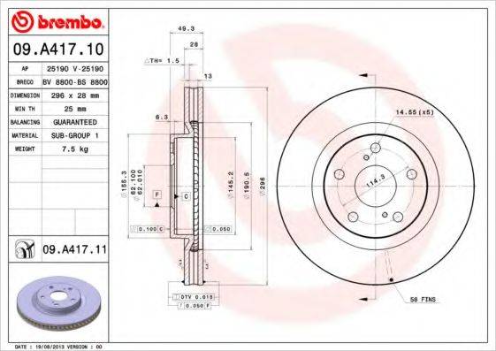Тормозной диск BREMBO 09.A417.11