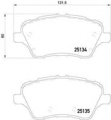 Комплект гальмівних колодок, дискове гальмо BREMBO P 24 151