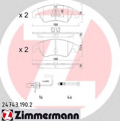 Колодки (дисковый тормоз) ZIMMERMANN 24743.190.2