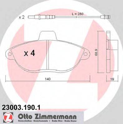 Колодки (дисковый тормоз) ZIMMERMANN 23003.190.1