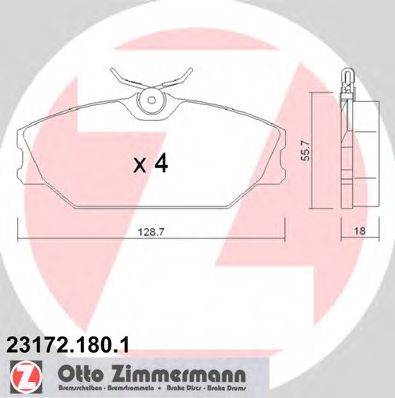 Комплект гальмівних колодок, дискове гальмо ZIMMERMANN 23172.180.1