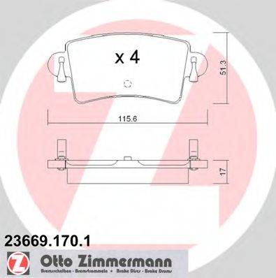 Колодки (дисковый тормоз) ZIMMERMANN 23669.170.1