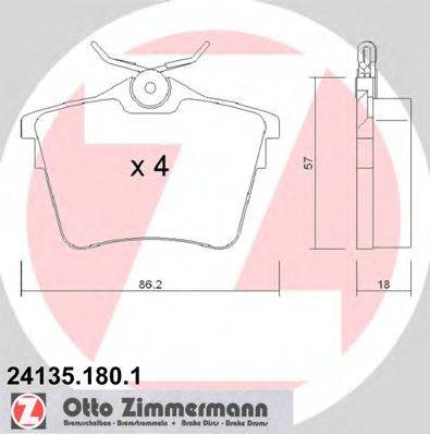 Комплект гальмівних колодок, дискове гальмо ZIMMERMANN 24135.180.1