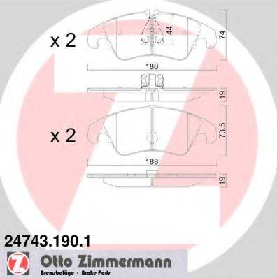 Комплект гальмівних колодок, дискове гальмо ZIMMERMANN 24743.190.1