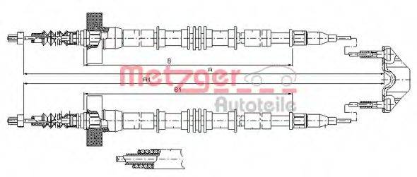 Трос, стояночная тормозная система METZGER 11.5859