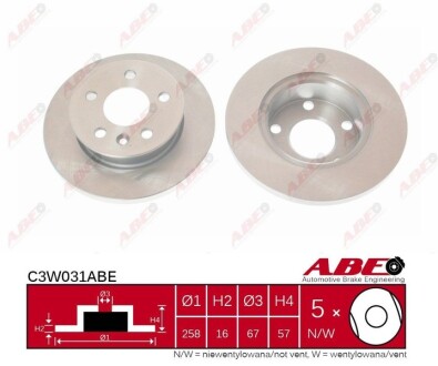 Тормозной диск abe c3W031ABE