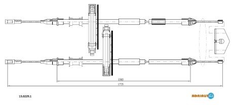 FORD трос ручн.гальма лів./прав. Focus 99- adriauto 13.0229.1