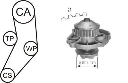 FIAТ К-т ГРМ (помпа + ремінь 129 зубців + ролик) Doblo 1.2 airtex wpk-161602