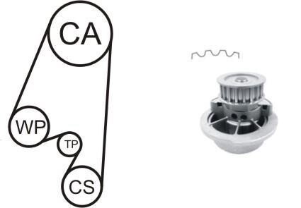 OPEL К-кт. ГРМ (помпа + ремінь + ролик + кріплення) ASTRA G 1.6 00-05, COMBO 1.6 01-06 airtex wpk-167701