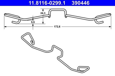 Планка супорта (переднього) прижимна (к-кт) Audi A6 97-05 ate 11.8116-0299.1