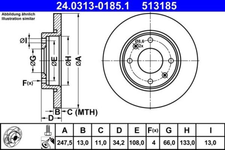 Диск гальмівний Power Disc ate 24031301851