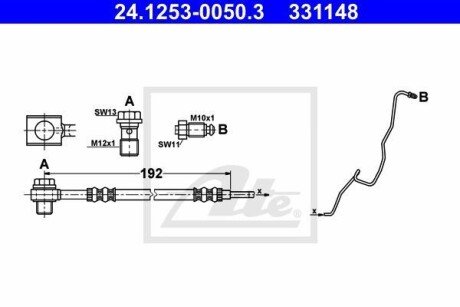 Шланг тормозной задний левый ate 24125300503