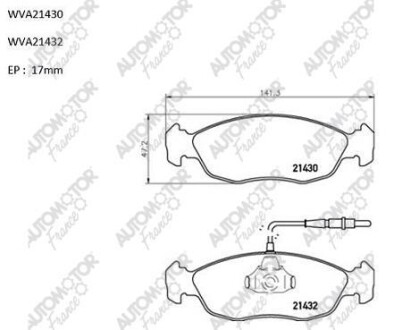 Колодки гальмівні передні Citroen Saxo (96-03)/Xsara (97-05)/Peugeot 106 (91-), 306 (94-01) automotor france abp9106