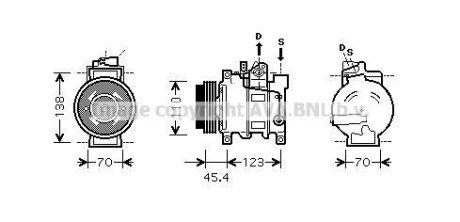 AVA AUDI Компресор кондиціонера A4 B6 2.5 00-, A4 B7 2.5 04-, A6 C5 2.5 TDI 97- ava cooling aiak227