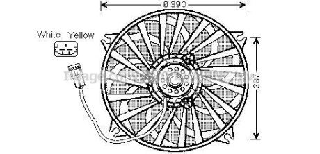 AVA CITROEN Вентилятор радіатора C5 I, C8, Jumpy, Fiat Scudo, Peugeot 807, Expert 1.8/2.0/2.0HDI 01- ava cooling cn7526