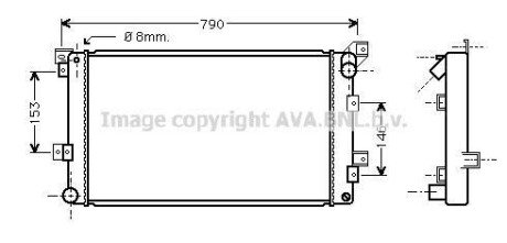 AVA CHRYSLER Радіатор охолодження Grand Voyager 2.5TD 95-, Dodge ava cooling cr2033